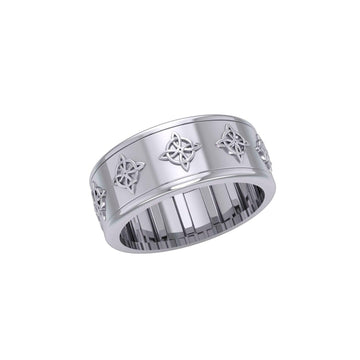 Celtic Quaternary Knot Silver Spinner Ring TR3812 - Jewelry